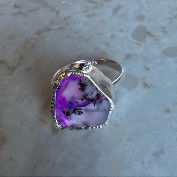 NWOT Sundance Violet Watercolor Ring, Dendritic Opal, Sterling Silver - Picture 5 of 8